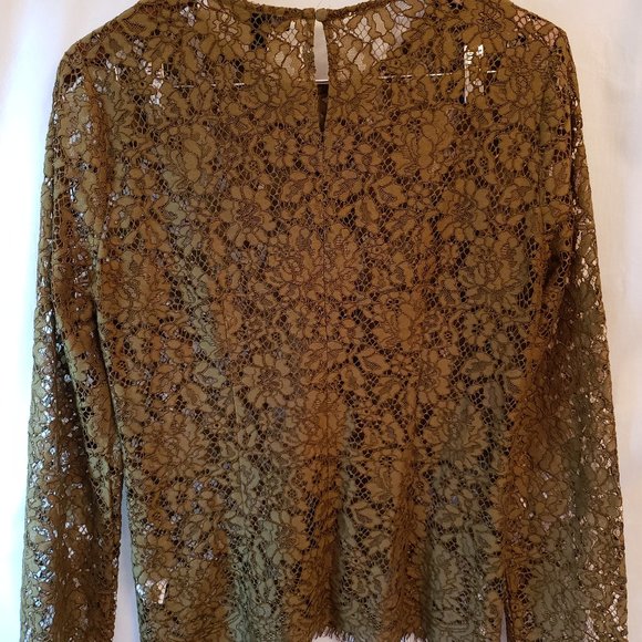 J.Crew Olive Green Round Neck Lace Shirt Top Slip Spaghetti Tank 8T 8 M Medium - Picture 7 of 12